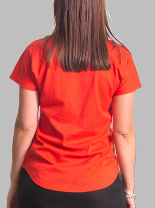 Hannah Tangerine Frill Tee Silk Cotton - Design Emporium