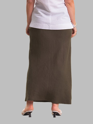 linen maxi skirt olive - maddie