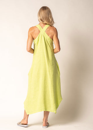 linen dress - dahlia - lime splice