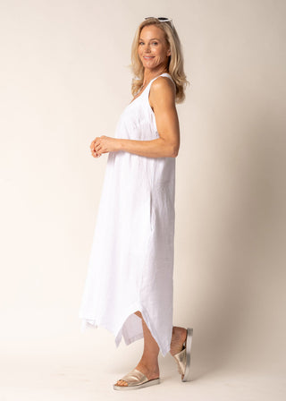 linen dress - dahlia - white