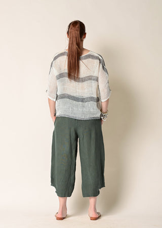 linen top - haddon - khaki