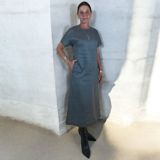 linen charcoal dress - eva