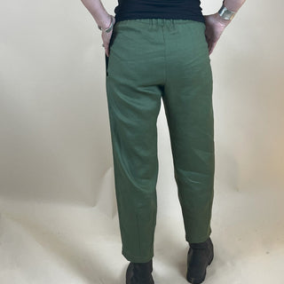 linen barrell leg pants-olive-sarah