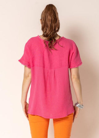 linen top - quinn - raspberry sorbet