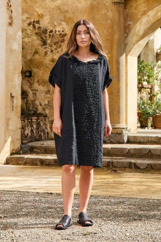 linen luna dress - black