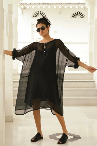 silk organza martina dress - black